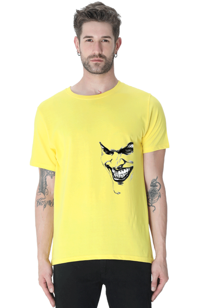 Unisex Round Neck Half Sleeve Superhero Joker Side T Shirt