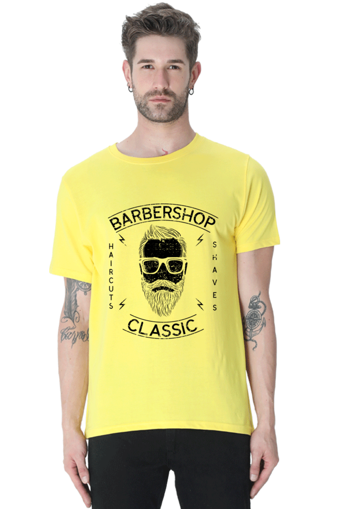 Unisex Round Neck Half Sleeve Retro Barber Shop Classic T Shirt