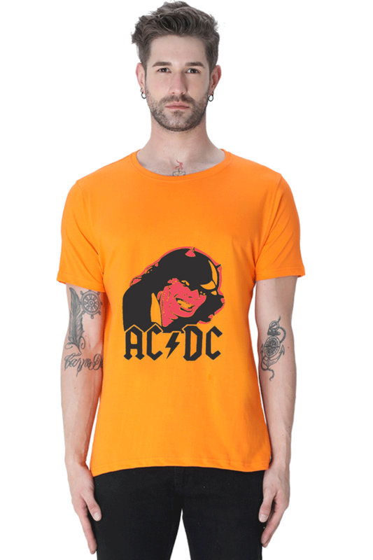 Unisex Round Neck Half Sleeve Rockblues ACDC T Shirt