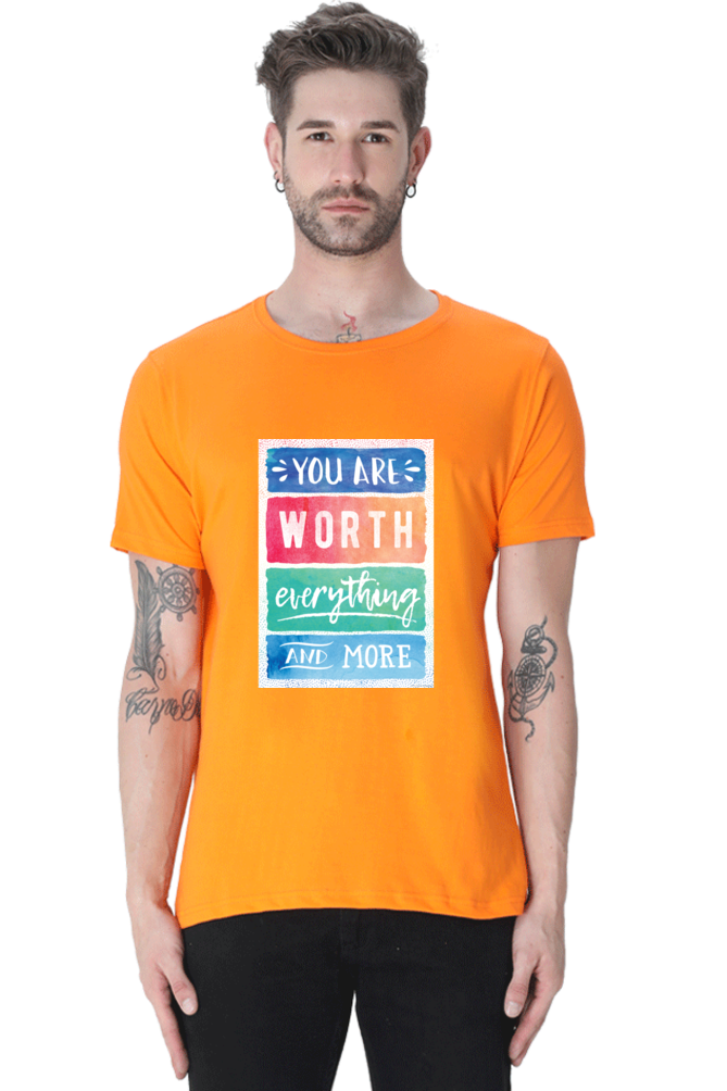 Unisex Round Neck Half Sleeve Quotes You are worth T Shirt