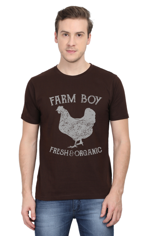 Unisex Round Neck Half Sleeve Retro Farmboy T Shirt