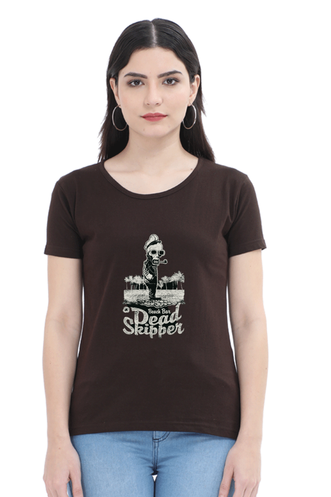 Women's Round Neck Half Sleeve Retro Deadskipper 1 T Shirt