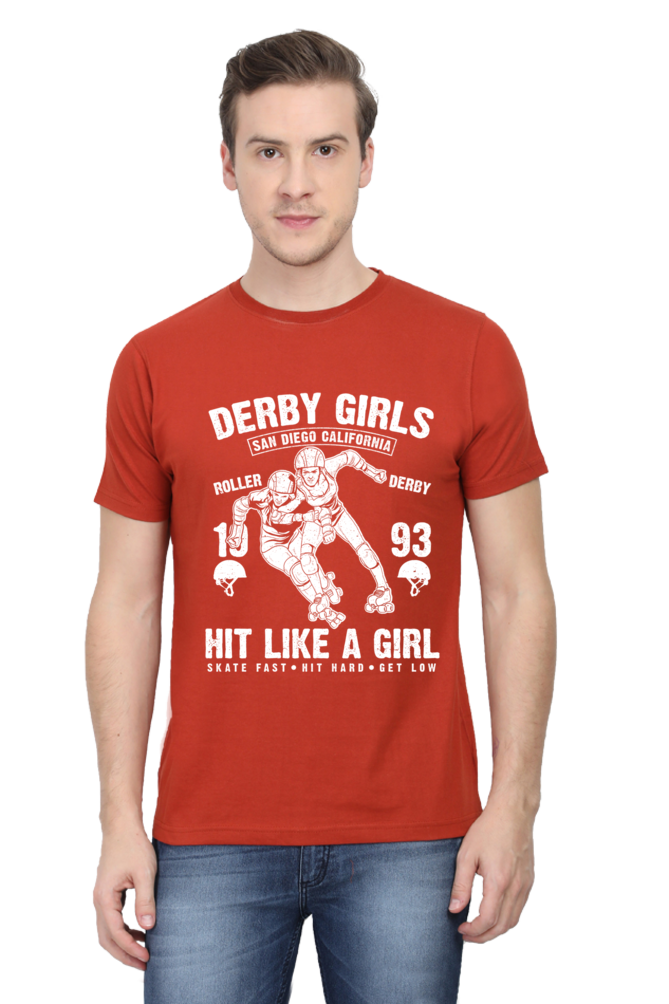 Unisex Round Neck Half Sleeve Retro Derby Girls T Shirt