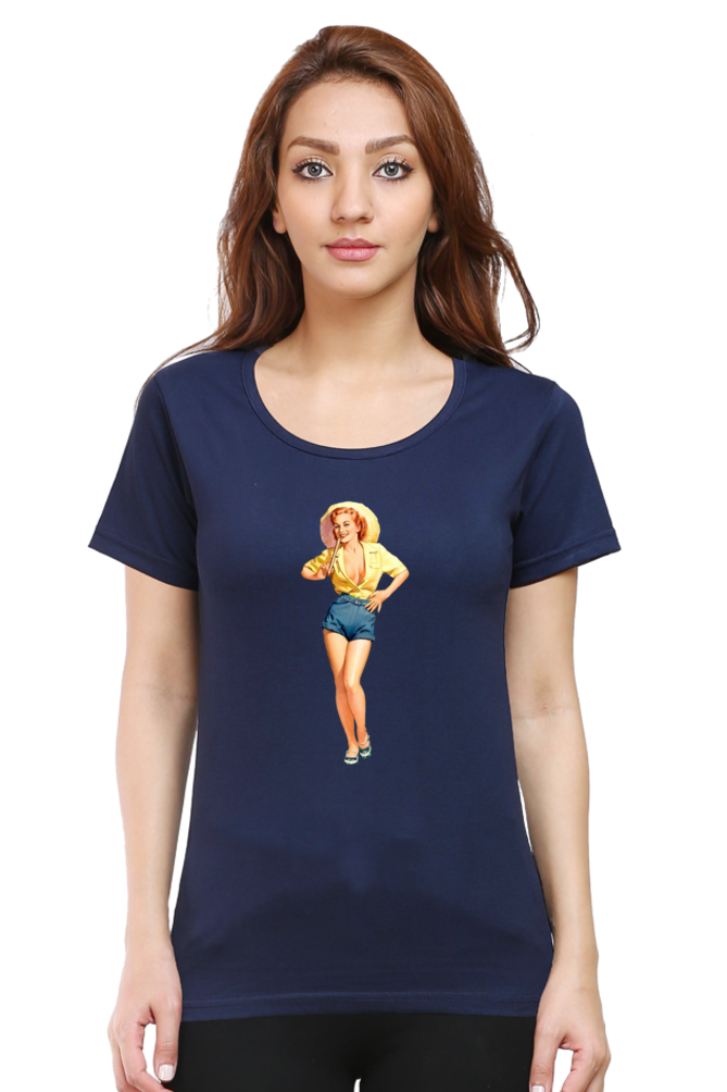 Women's Round Neck Half Sleeve Girly 8 T Shirt