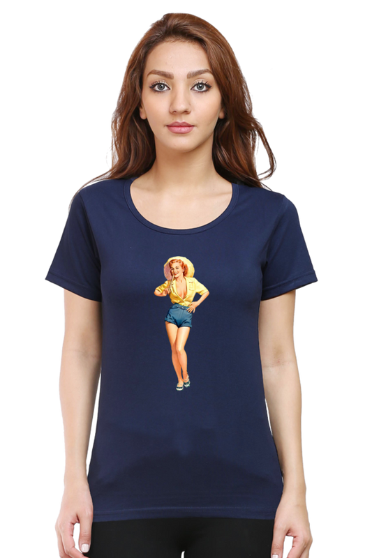 Women's Round Neck Half Sleeve Girly 8 T Shirt