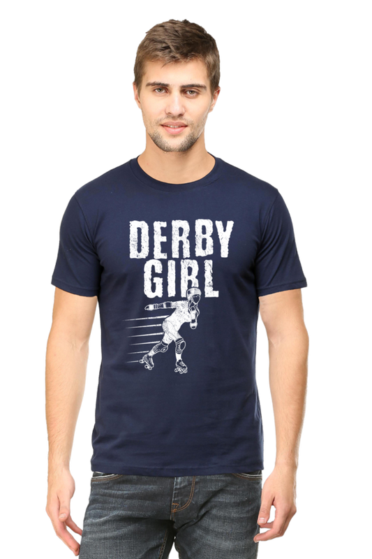 Unisex Round Neck Half Sleeve Retro Derby Girls 2 T Shirt