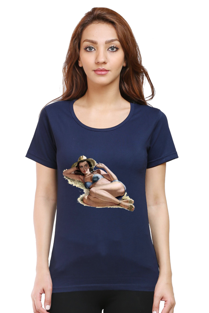 Women's Round Neck Half Sleeve Girly 37 T Shirt