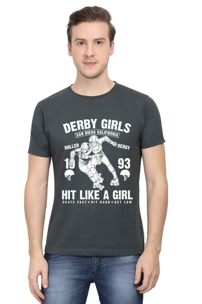 Unisex Round Neck Half Sleeve Retro Derby Girls T Shirt