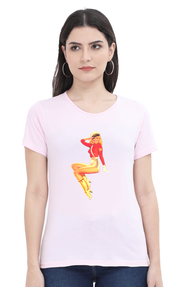 Women's Round Neck Half Sleeve Girly 26 T Shirt