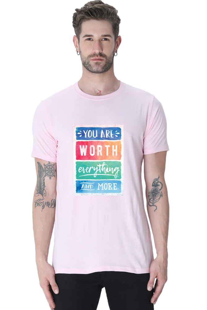 Unisex Round Neck Half Sleeve Quotes You are worth T Shirt