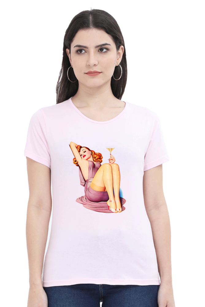 Women's Round Neck Half Sleeve Girly 9 T Shirt