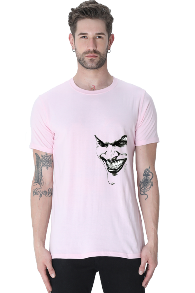 Unisex Round Neck Half Sleeve Superhero Joker Side T Shirt