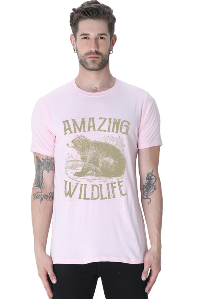 Unisex Round Neck Half Sleeve Retro Amazing Wildlife T Shirt