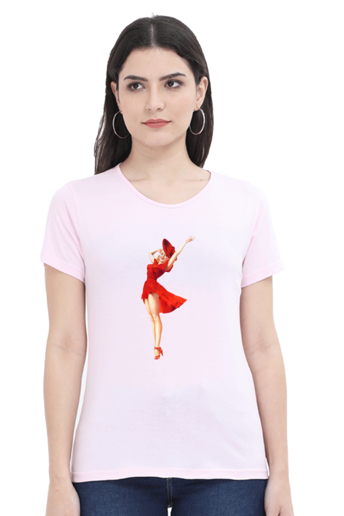 Women's Round Neck Half Sleeve Girly 1 T Shirt