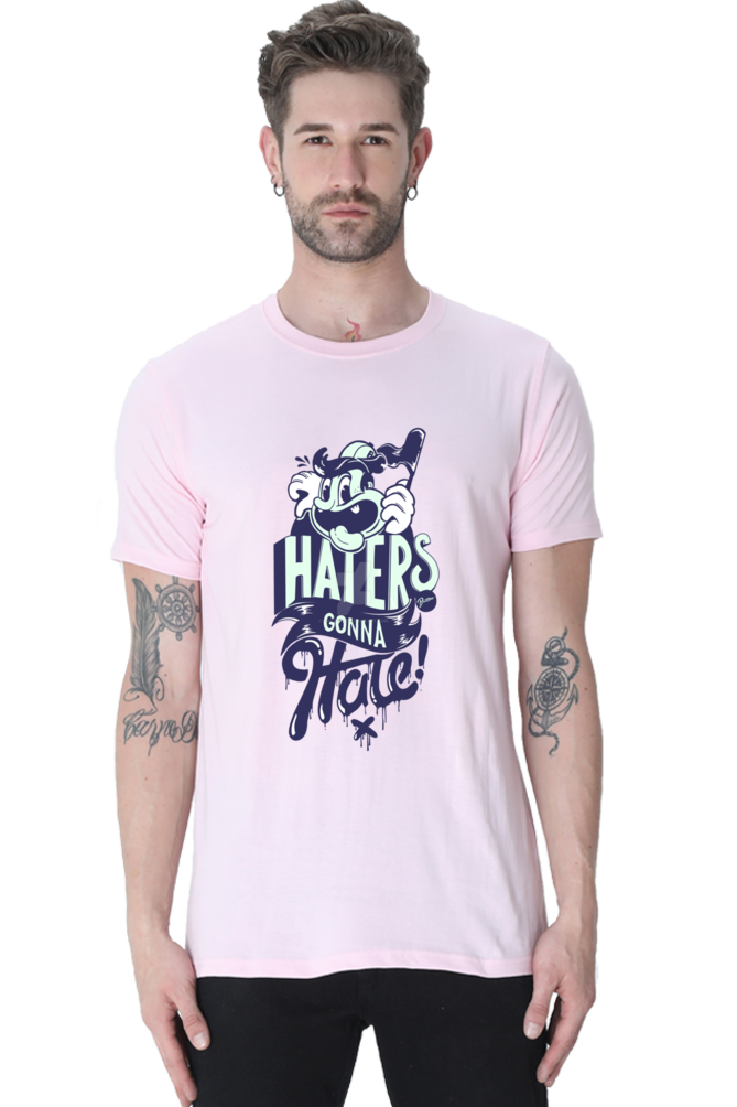 Unisex Round Neck Half Sleeve Quotes Haters Gonna T Shirt