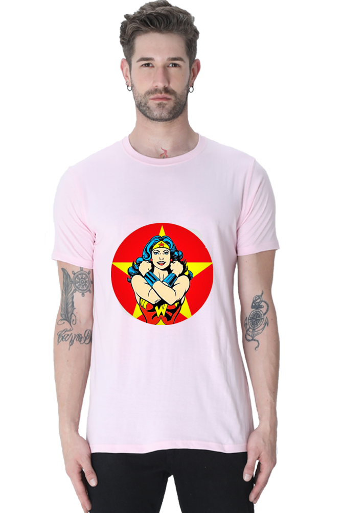 Unisex Round Neck Half Sleeve Superhero Sheman T Shirt