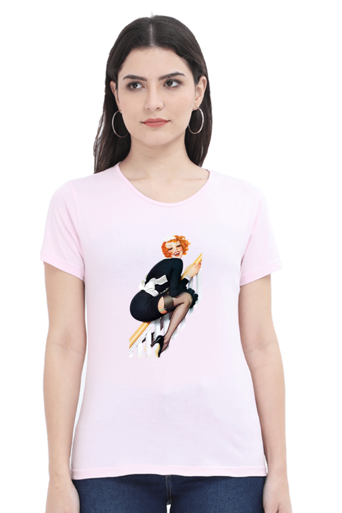 Women's Round Neck Half Sleeve Girly 24 T Shirt