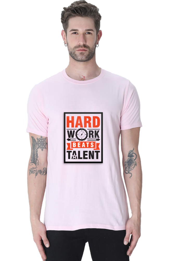 Unisex Round Neck Half Sleeve Quotes Hardwork T Shirt