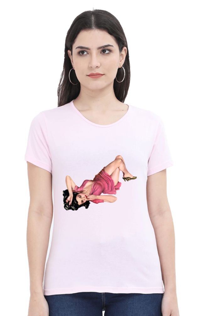 Women's Round Neck Half Sleeve Girly 17 T Shirt