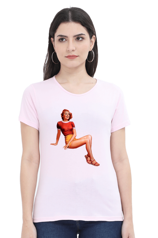 Women's Round Neck Half Sleeve Girly 7 T Shirt