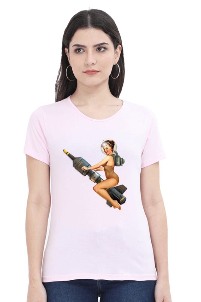 Women's Round Neck Half Sleeve Girly 2 T Shirt