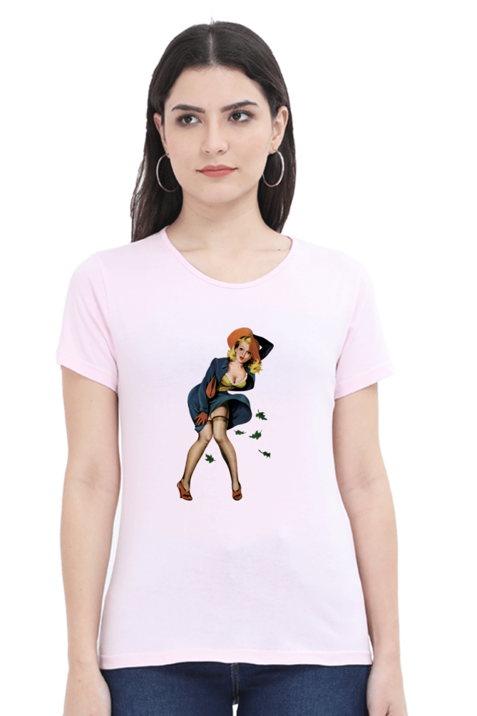 Women's Round Neck Half Sleeve Girly 13 T Shirt