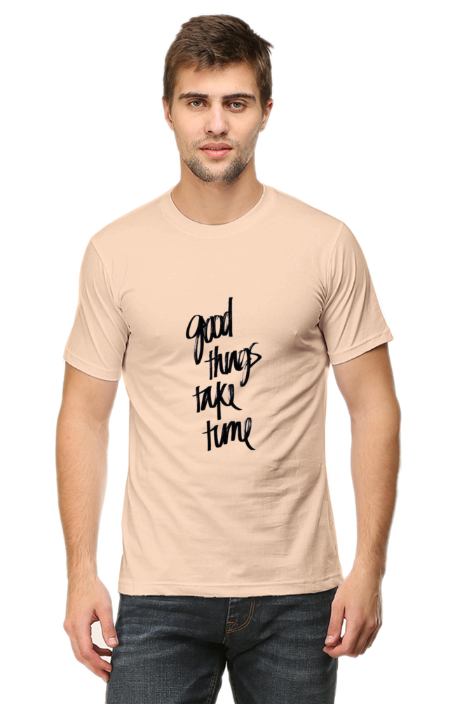 Unisex Round Neck Half Sleeve Quotes Good Things T Shirt