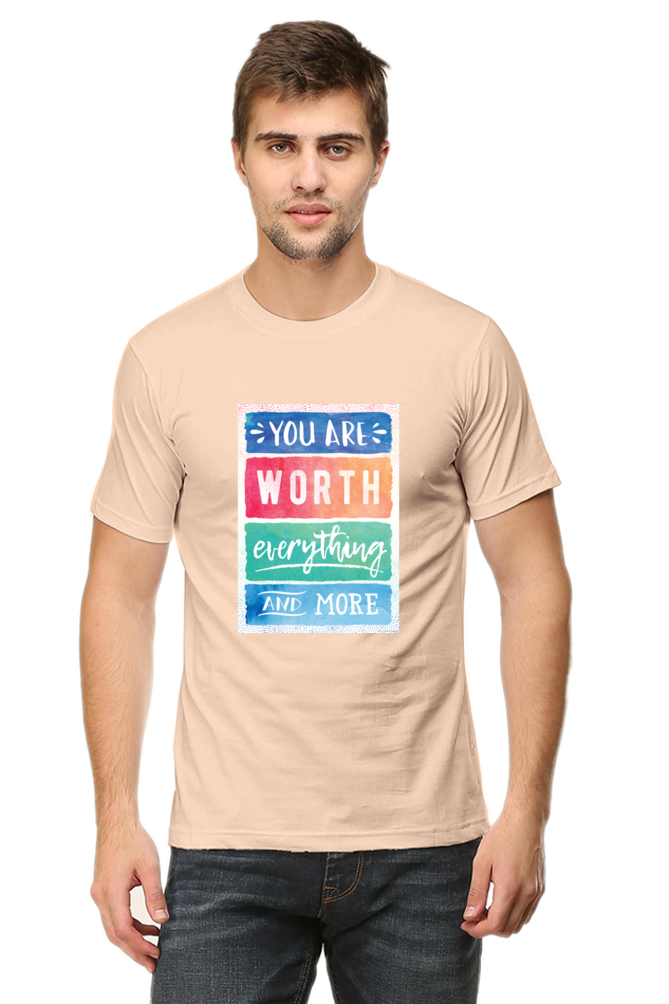 Unisex Round Neck Half Sleeve Quotes You are worth T Shirt