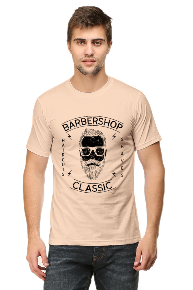 Unisex Round Neck Half Sleeve Retro Barber Shop Classic T Shirt