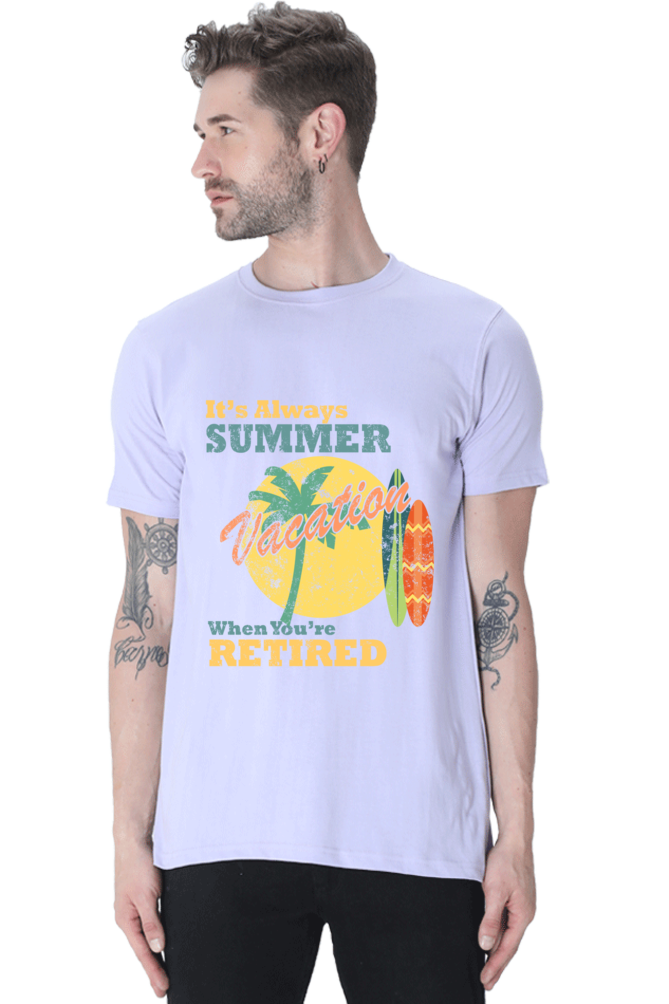 Unisex Round Neck Half Sleeve Retro Always Summer T Shirt