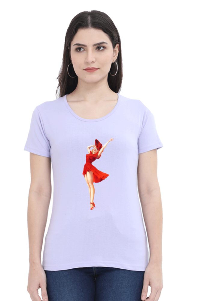 Women's Round Neck Half Sleeve Girly 1 T Shirt