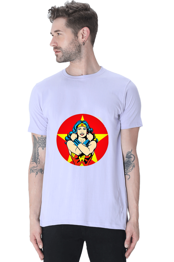 Unisex Round Neck Half Sleeve Superhero Sheman T Shirt