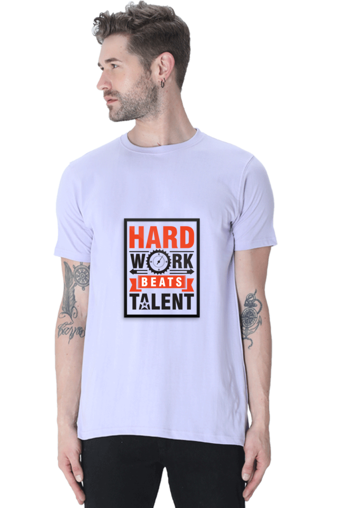 Unisex Round Neck Half Sleeve Quotes Hardwork T Shirt