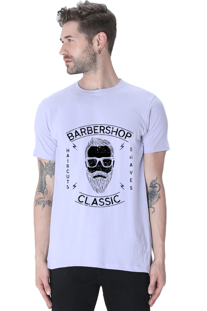 Unisex Round Neck Half Sleeve Retro Barber Shop Classic T Shirt