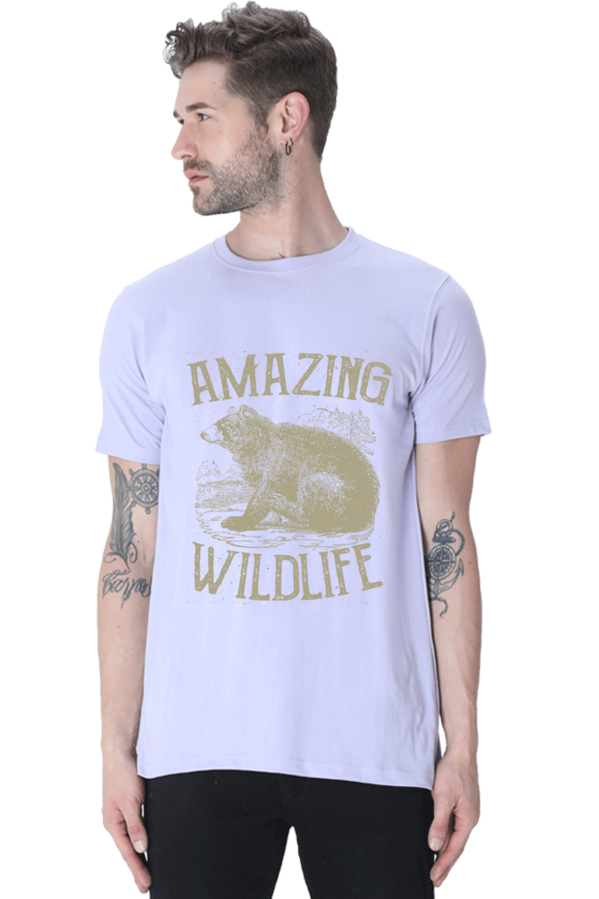 Unisex Round Neck Half Sleeve Retro Amazing Wildlife T Shirt