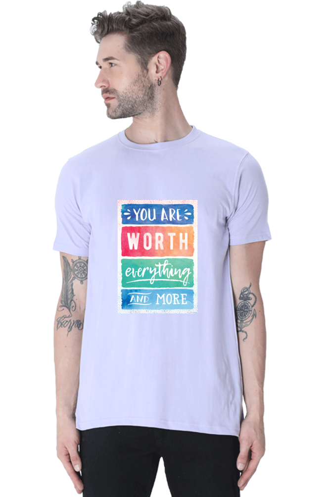 Unisex Round Neck Half Sleeve Quotes You are worth T Shirt