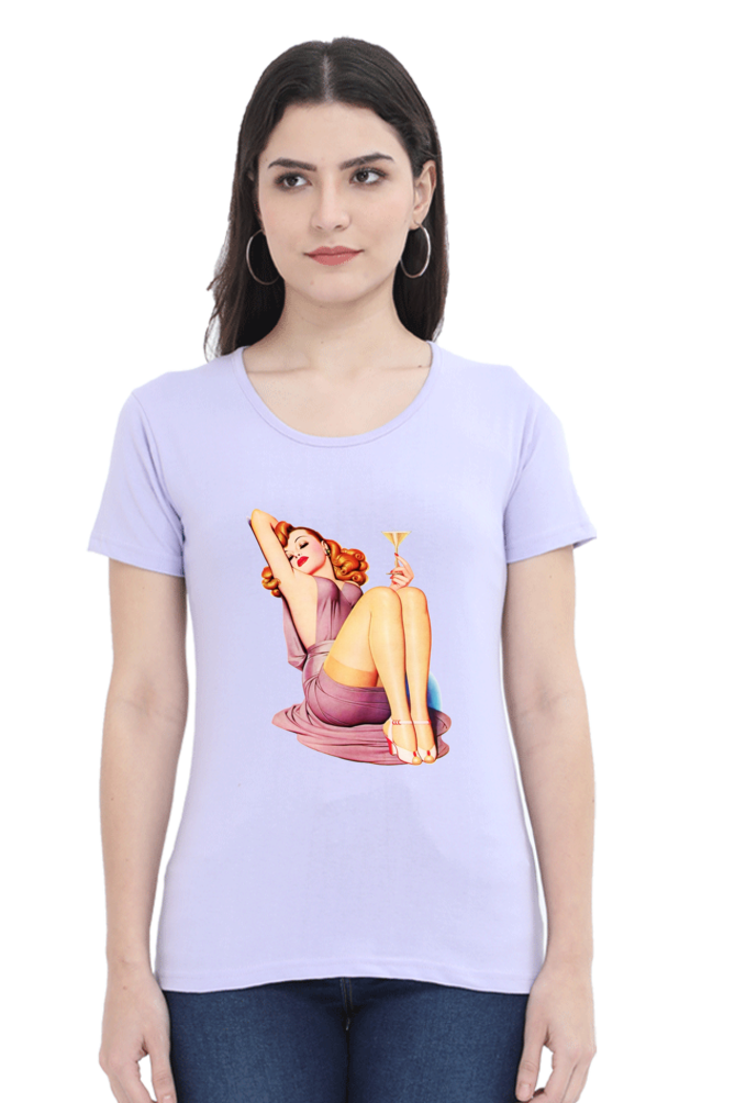 Women's Round Neck Half Sleeve Girly 9 T Shirt