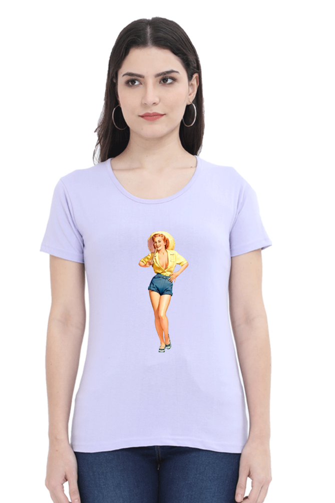 Women's Round Neck Half Sleeve Girly 8 T Shirt