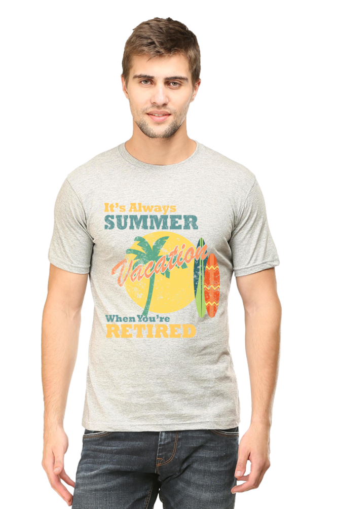 Unisex Round Neck Half Sleeve Retro Always Summer T Shirt