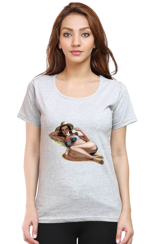 Women's Round Neck Half Sleeve Girly 37 T Shirt