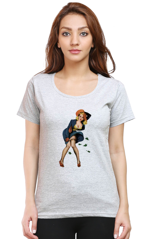 Women's Round Neck Half Sleeve Girly 13 T Shirt