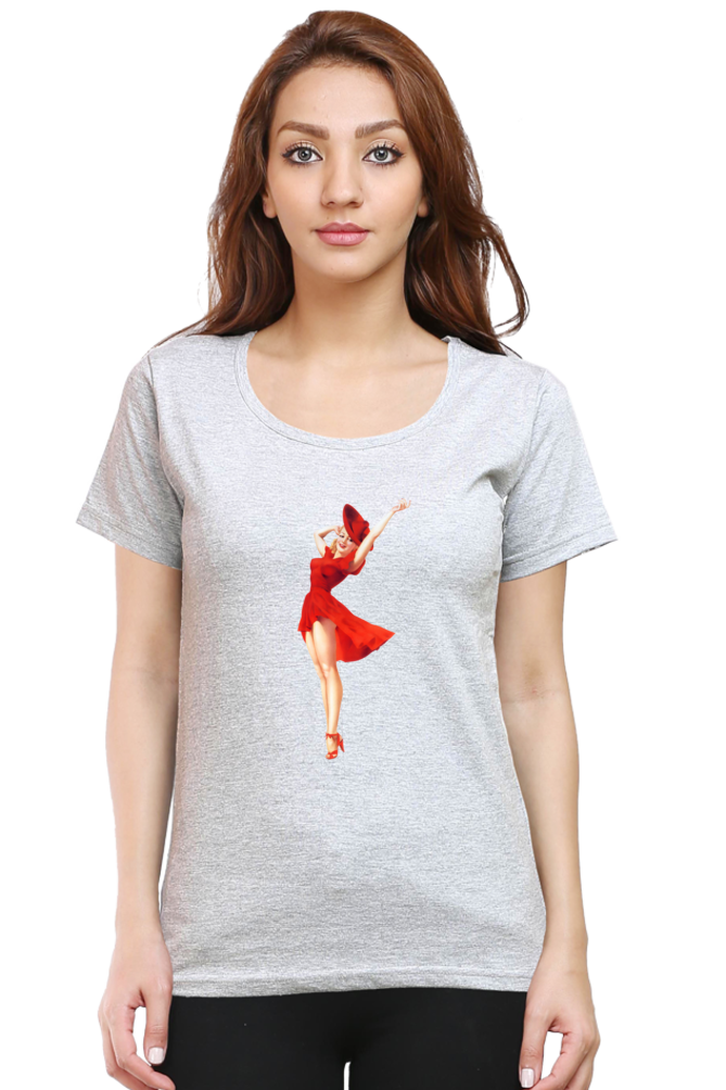 Women's Round Neck Half Sleeve Girly 1 T Shirt