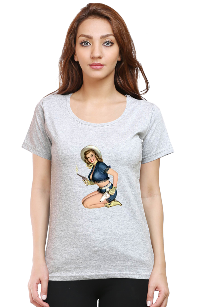 Women's Round Neck Half Sleeve Girly 39 T Shirt