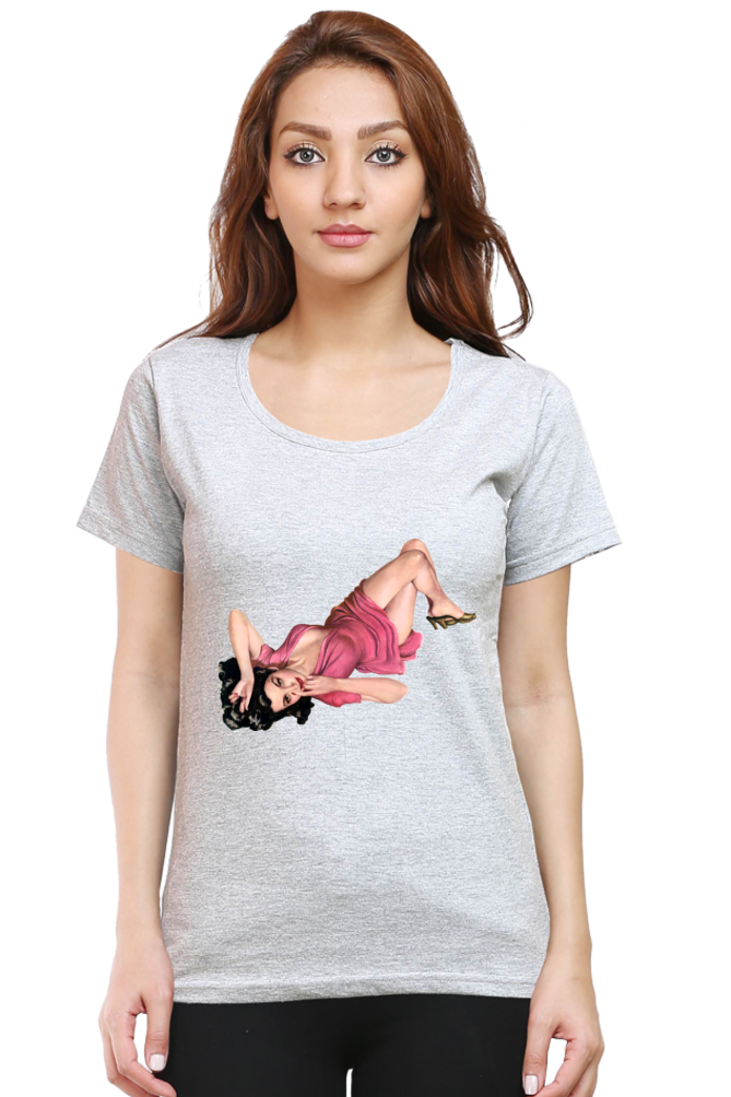 Women's Round Neck Half Sleeve Girly 17 T Shirt