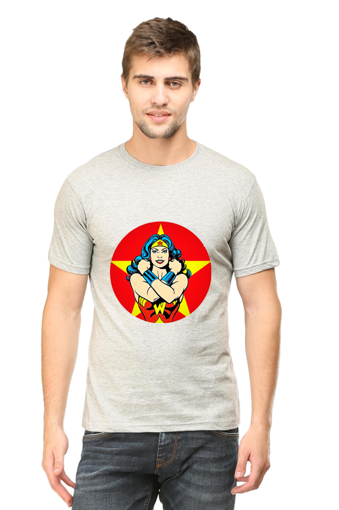 Unisex Round Neck Half Sleeve Superhero Sheman T Shirt