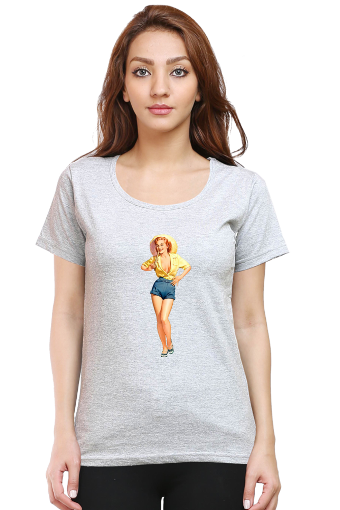 Women's Round Neck Half Sleeve Girly 8 T Shirt