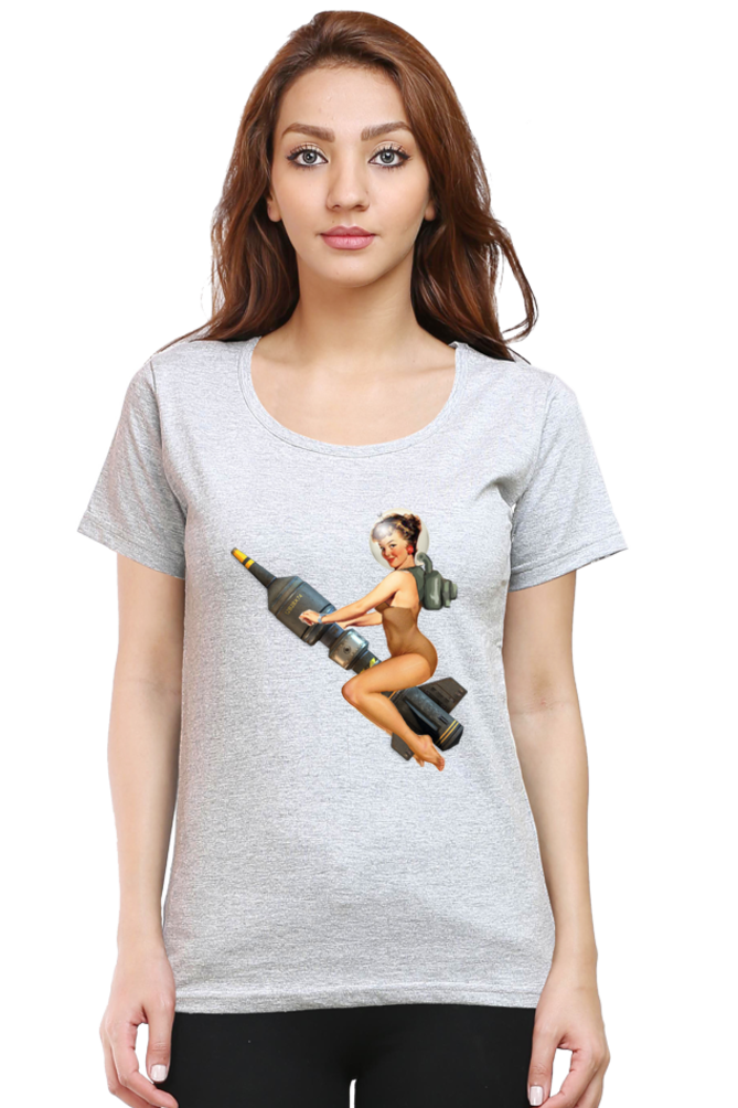 Women's Round Neck Half Sleeve Girly 2 T Shirt