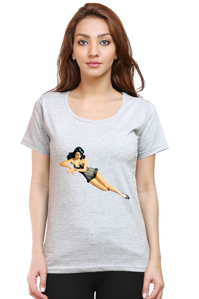 Women's Round Neck Half Sleeve Girly 12 T Shirt