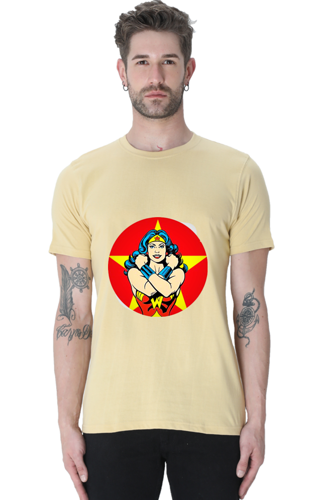 Unisex Round Neck Half Sleeve Superhero Sheman T Shirt