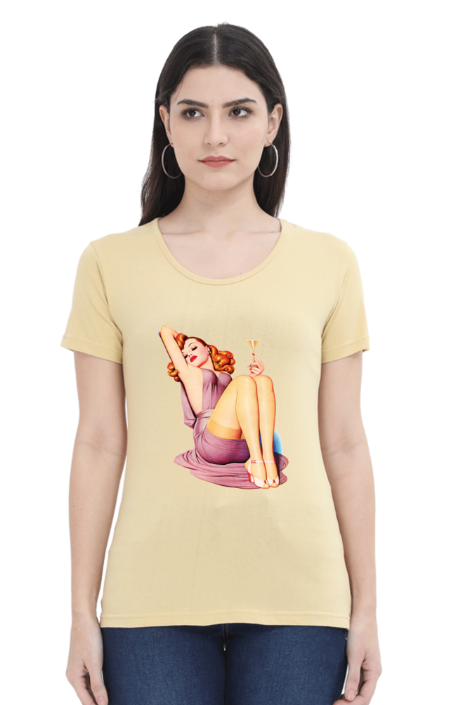 Women's Round Neck Half Sleeve Girly 9 T Shirt